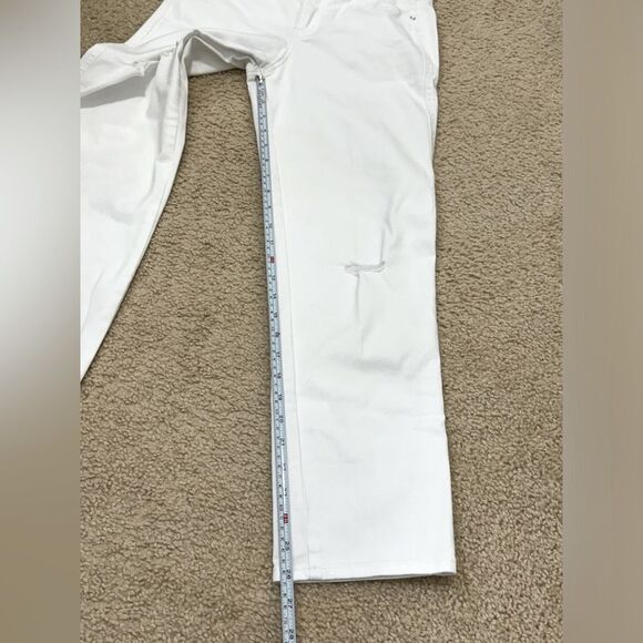 Express High Waisted White Ripped Straight Ankle Jeans Sz 2 R EUC - Picture 9 of 11